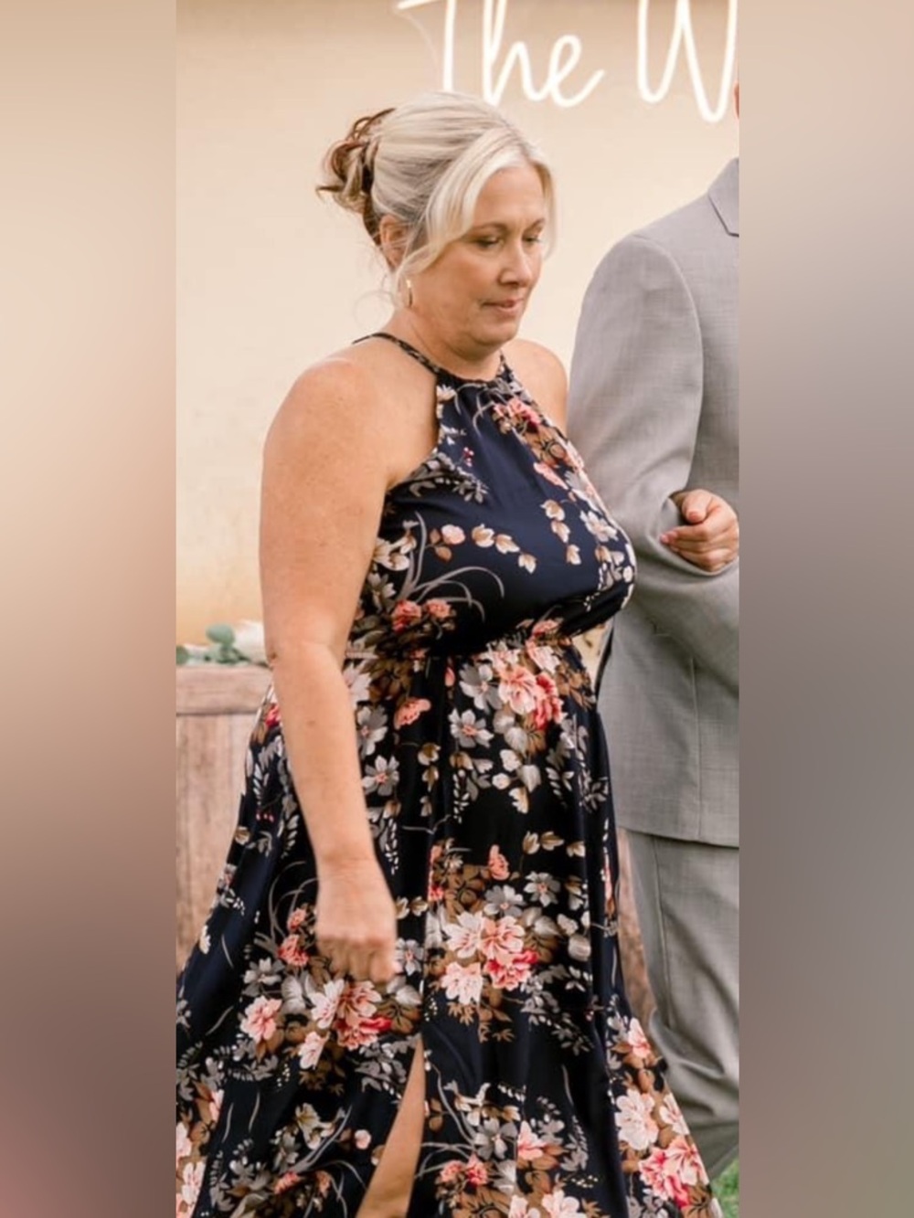 Navy floral maxi dress